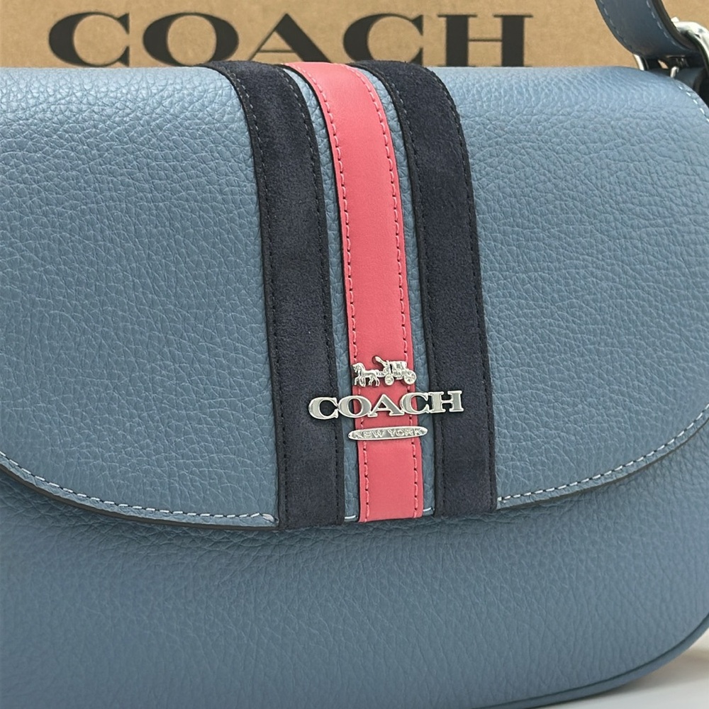 COACH Marie Saddle Bag With Varsity Stripe - Picture 14 of 16